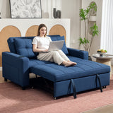 Linen Fabric 2 Seater Sofa Bed 157cm Wide With 2 Pillows - Velmora