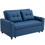 Linen Fabric 2 Seater Sofa Bed 157cm Wide With 2 Pillows - Velmora