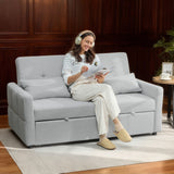 Linen Fabric 2 Seater Sofa Bed 158cm Wide With 2 Pillows - Velmora