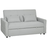Linen Fabric 2 Seater Sofa Bed 158cm Wide With 2 Pillows - Velmora