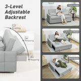 Linen Fabric 2 Seater Sofa Bed 158cm Wide With 2 Pillows - Velmora