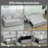 Linen Fabric 2 Seater Sofa Bed 158cm Wide With 2 Pillows - Velmora