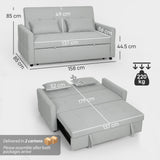 Linen Fabric 2 Seater Sofa Bed 158cm Wide With 2 Pillows - Velmora