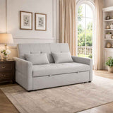 Linen Fabric 2 Seater Sofa Bed 158cm Wide With 2 Pillows - Velmora