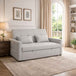 Linen Fabric 2 Seater Sofa Bed 158cm Wide With 2 Pillows - Velmora