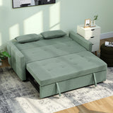 Linen Fabric 2 Seater Sofa Bed 158cm Wide With 2 Pillows - Velmora