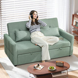 Linen Fabric 2 Seater Sofa Bed 158cm Wide With 2 Pillows - Velmora