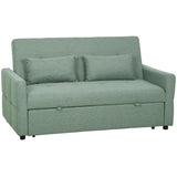 Linen Fabric 2 Seater Sofa Bed 158cm Wide With 2 Pillows - Velmora