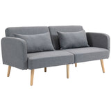 Linen Fabric 2 Seater Sofa Bed 170cm Wide With 2 Pillows - Velmora
