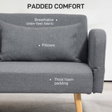 Linen Fabric 2 Seater Sofa Bed 170cm Wide With 2 Pillows - Velmora
