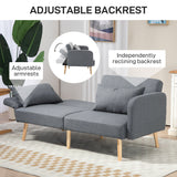 Linen Fabric 2 Seater Sofa Bed 170cm Wide With 2 Pillows - Velmora