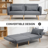 Linen Fabric 2 Seater Sofa Bed 170cm Wide With 2 Pillows - Velmora