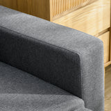 Linen Fabric 2 Seater Sofa Bed 229cm Wide With Storage And 2 Pillows - Velmora