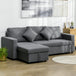 Linen Fabric 2 Seater Sofa Bed 229cm Wide With Storage And 2 Pillows - Velmora