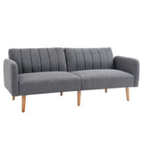 Linen Fabric 3 Seater Sofa Bed 173cm Wide With Wooden Legs - Velmora