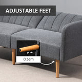 Linen Fabric 3 Seater Sofa Bed 173cm Wide With Wooden Legs - Velmora