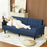 Linen Fabric 3 Seater Sofa Bed 189cm Wide With Wooden Legs - Velmora