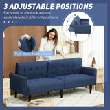 Linen Fabric 3 Seater Sofa Bed 189cm Wide With Wooden Legs - Velmora