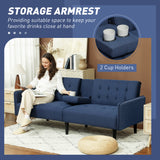 Linen Fabric 3 Seater Sofa Bed 189cm Wide With Wooden Legs - Velmora