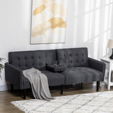 Linen Fabric 3 Seater Sofa Bed 189cm Wide With Wooden Legs - Velmora