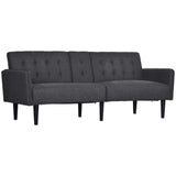Linen Fabric 3 Seater Sofa Bed 189cm Wide With Wooden Legs - Velmora