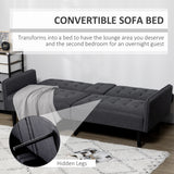 Linen Fabric 3 Seater Sofa Bed 189cm Wide With Wooden Legs - Velmora