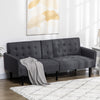 Linen Fabric 3 Seater Sofa Bed 189cm Wide With Wooden Legs - Velmora