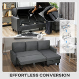 Linen Fabric 3 Seater Sofa Bed 197cm Wide With Storage - Velmora