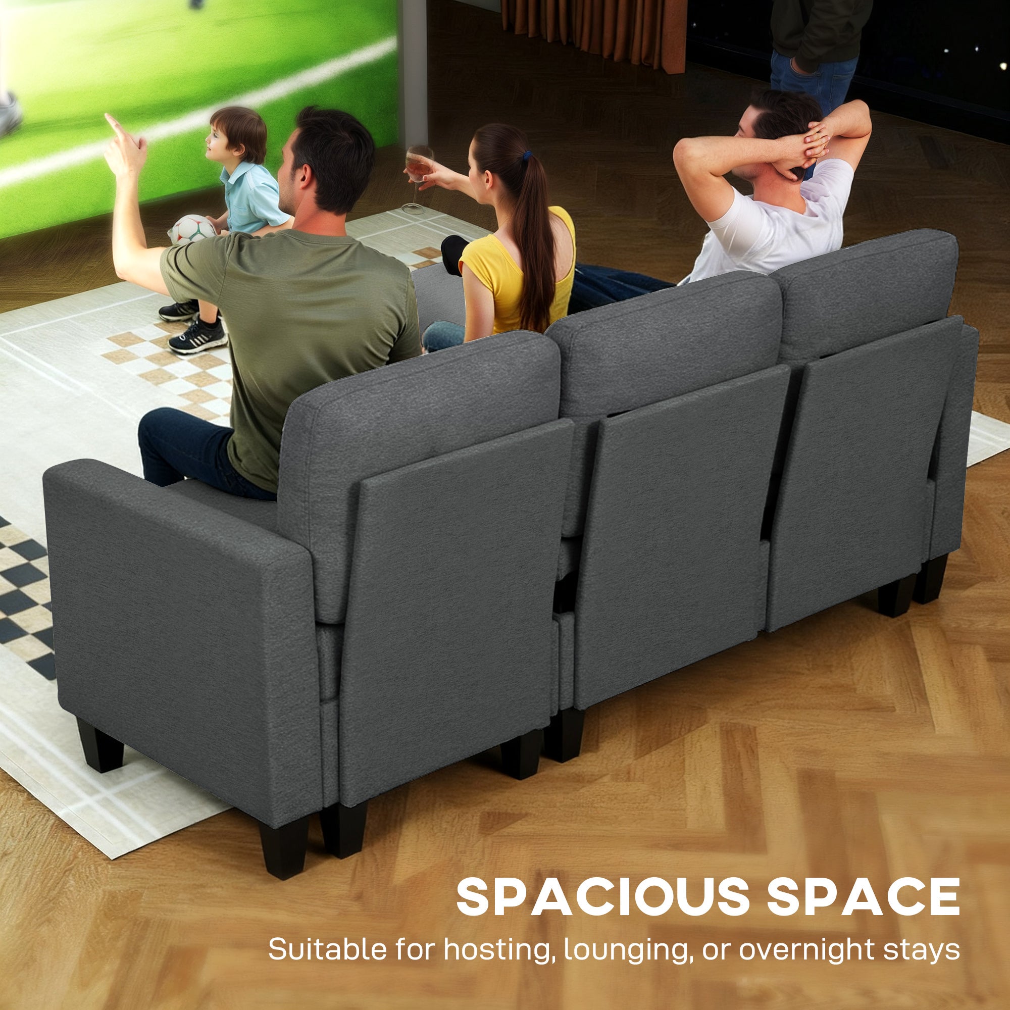 Linen Fabric 3 Seater Sofa Bed 197cm Wide With Storage - Velmora