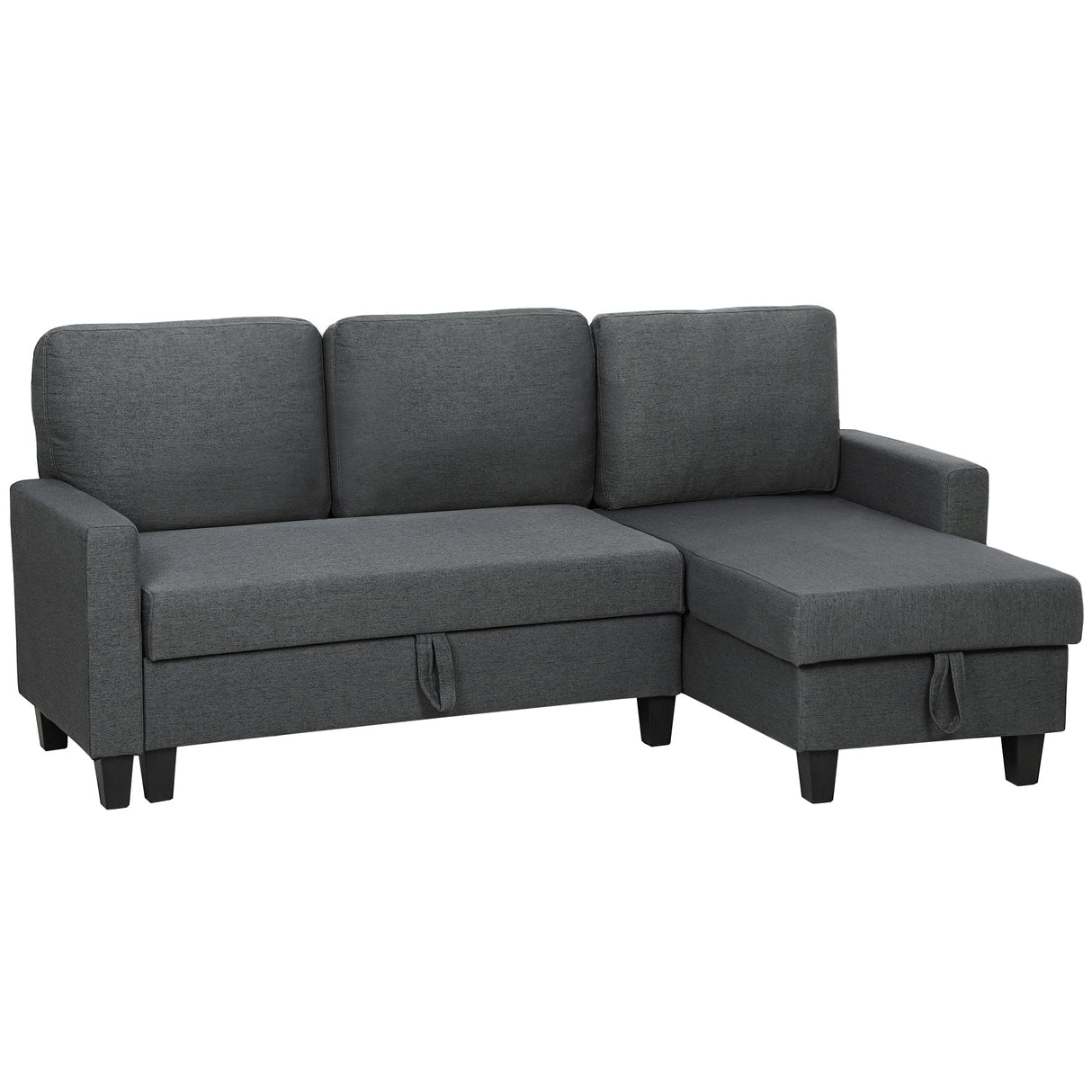 Linen Fabric 3 Seater Sofa Bed 197cm Wide With Storage - Velmora