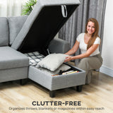 Linen Fabric 3 Seater Sofa Bed 197cm Wide With Storage - Velmora