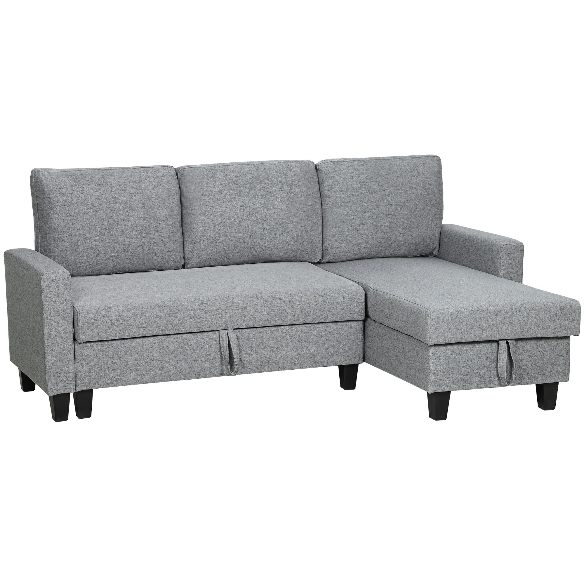 Linen Fabric 3 Seater Sofa Bed 197cm Wide With Storage - Velmora