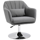 Linen Fabric Accent Chair 60cm Wide With Adjustable Height - Velmora