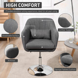 Linen Fabric Accent Chair 60cm Wide With Adjustable Height - Velmora
