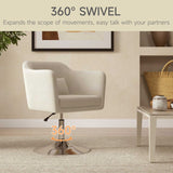 Linen Fabric Accent Chair 60cm Wide With Adjustable Height - Velmora