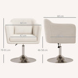 Linen Fabric Accent Chair 60cm Wide With Adjustable Height - Velmora