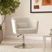 Linen Fabric Accent Chair 60cm Wide With Adjustable Height - Velmora