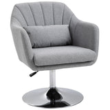 Linen Fabric Accent Chair 60cm Wide With Adjustable Height - Velmora