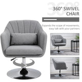 Linen Fabric Accent Chair 60cm Wide With Adjustable Height - Velmora