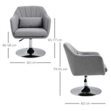 Linen Fabric Accent Chair 60cm Wide With Adjustable Height - Velmora