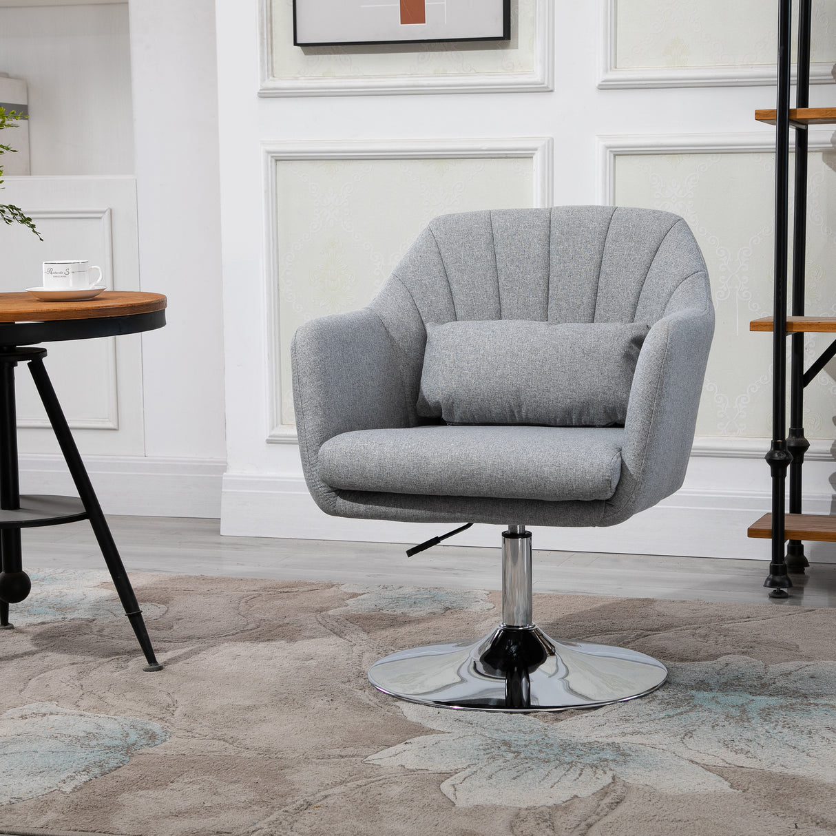 Linen Fabric Accent Chair 60cm Wide With Adjustable Height - Velmora
