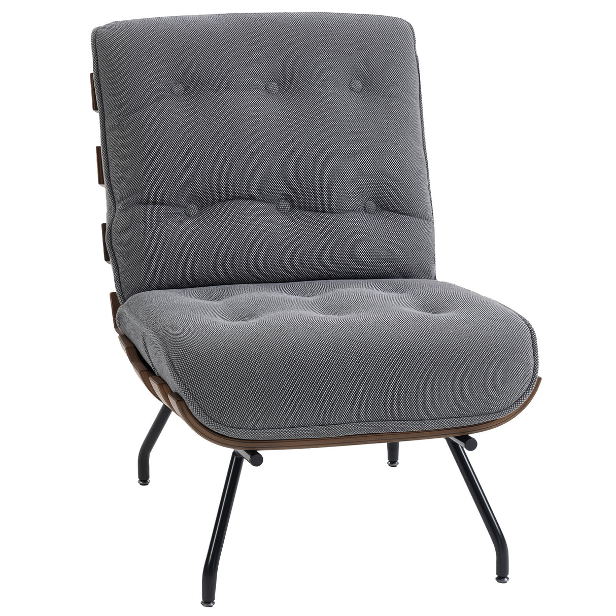 Linen Fabric Accent Chair 62.5cm Wide With Steel Legs - Velmora
