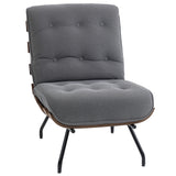 Linen Fabric Accent Chair 62.5cm Wide With Steel Legs - Velmora