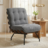 Linen Fabric Accent Chair 62.5cm Wide With Steel Legs - Velmora