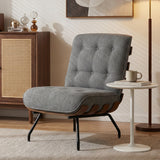 Linen Fabric Accent Chair 62.5cm Wide With Steel Legs - Velmora