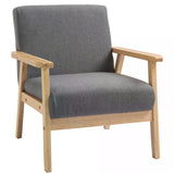 Linen Fabric Accent Chair 64cm Wide With Wooden Frame - Velmora