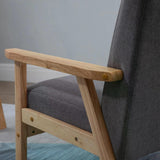 Linen Fabric Accent Chair 64cm Wide With Wooden Frame - Velmora