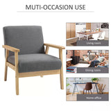 Linen Fabric Accent Chair 64cm Wide With Wooden Frame - Velmora