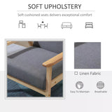 Linen Fabric Accent Chair 64cm Wide With Wooden Frame - Velmora