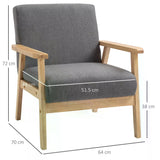 Linen Fabric Accent Chair 64cm Wide With Wooden Frame - Velmora